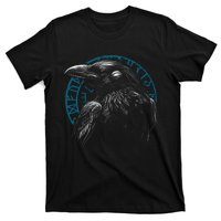 Raven Bird With Viking Rune T-Shirt