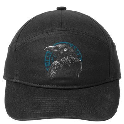 Raven Bird With Viking Rune 7-Panel Snapback Hat