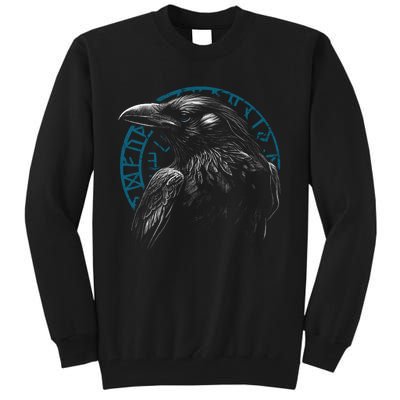 Raven Bird With Viking Rune Tall Sweatshirt