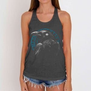 Raven Bird With Viking Rune Women's Knotted Racerback Tank