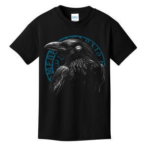 Raven Bird With Viking Rune Kids T-Shirt