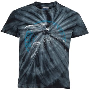 Raven Bird With Viking Rune Kids Tie-Dye T-Shirt