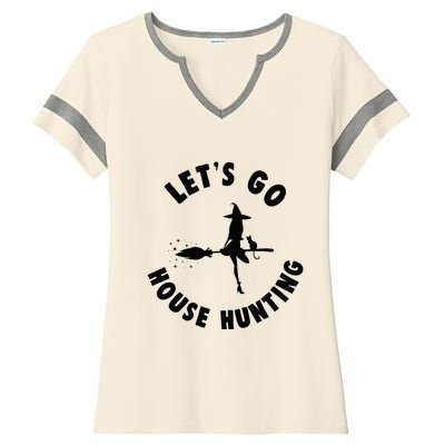 Realtor Beautiful Witch Halloween Lets Go House Hunting Ladies Halftime Notch Neck Tee