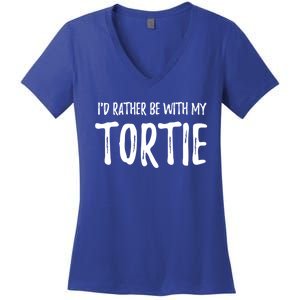 Rather Be With My Tortie Cat Funny Cat Mom Gift Idea Gift Women's V-Neck T-Shirt