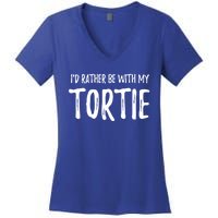 Rather Be With My Tortie Cat Funny Cat Mom Gift Idea Gift Women's V-Neck T-Shirt