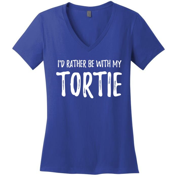 Rather Be With My Tortie Cat Funny Cat Mom Gift Idea Gift Women's V-Neck T-Shirt