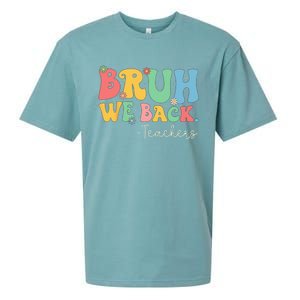 Retro Bruh We Back Teachers First Day Of School Gifts Women Sueded Cloud Jersey T-Shirt