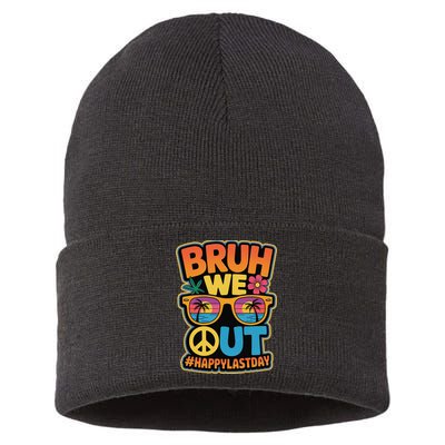 Retro Bruh We Out Last School Day Sunglasses Teacher Sustainable Knit Beanie