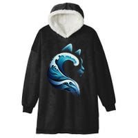 Retro Blue Wave Of Cat Ladies Blue Cats Wave For Kamala Gift Hooded Wearable Blanket