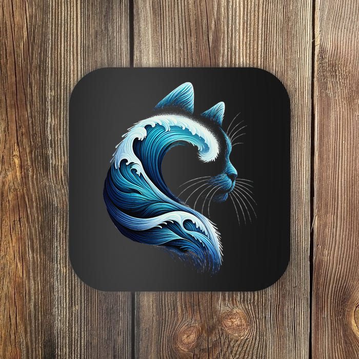 Retro Blue Wave Of Cat Ladies Blue Cats Wave For Kamala Gift Coaster