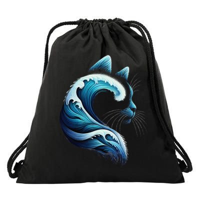 Retro Blue Wave Of Cat Ladies Blue Cats Wave For Kamala Gift Drawstring Bag