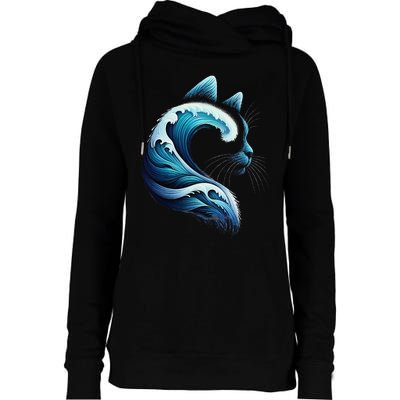 Retro Blue Wave Of Cat Ladies Blue Cats Wave For Kamala Gift Womens Funnel Neck Pullover Hood