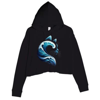 Retro Blue Wave Of Cat Ladies Blue Cats Wave For Kamala Gift Crop Fleece Hoodie