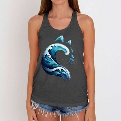 Retro Blue Wave Of Cat Ladies Blue Cats Wave For Kamala Gift Women's Knotted Racerback Tank