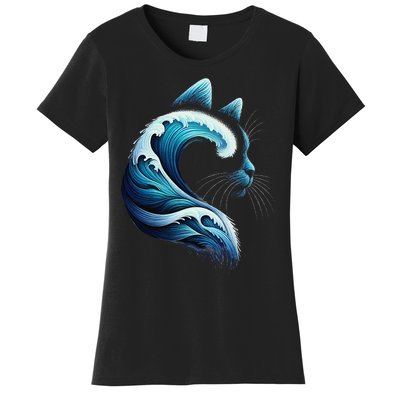 Retro Blue Wave Of Cat Ladies Blue Cats Wave For Kamala Gift Women's T-Shirt