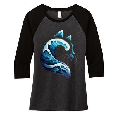 Retro Blue Wave Of Cat Ladies Blue Cats Wave For Kamala Gift Women's Tri-Blend 3/4-Sleeve Raglan Shirt