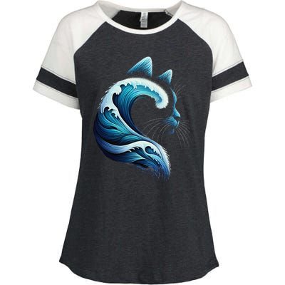 Retro Blue Wave Of Cat Ladies Blue Cats Wave For Kamala Gift Enza Ladies Jersey Colorblock Tee