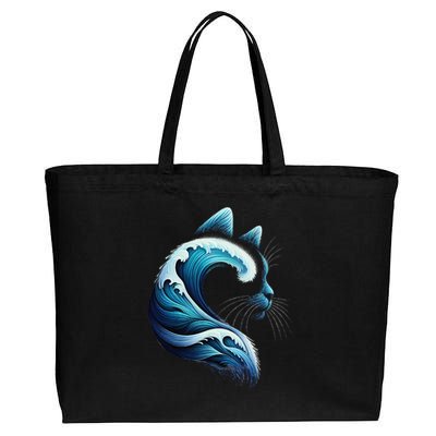 Retro Blue Wave Of Cat Ladies Blue Cats Wave For Kamala Gift Cotton Canvas Jumbo Tote