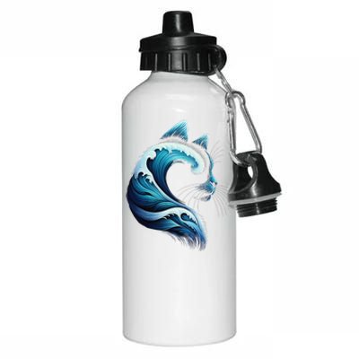 Retro Blue Wave Of Cat Ladies Blue Cats Wave For Kamala Gift Aluminum Water Bottle