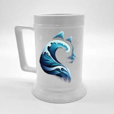 Retro Blue Wave Of Cat Ladies Blue Cats Wave For Kamala Gift Beer Stein