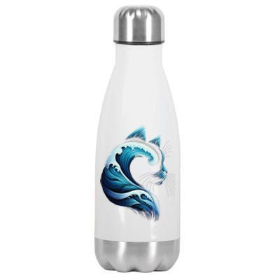 Retro Blue Wave Of Cat Ladies Blue Cats Wave For Kamala Gift Stainless Steel Insulated Water Bottle