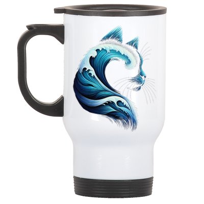 Retro Blue Wave Of Cat Ladies Blue Cats Wave For Kamala Gift Stainless Steel Travel Mug