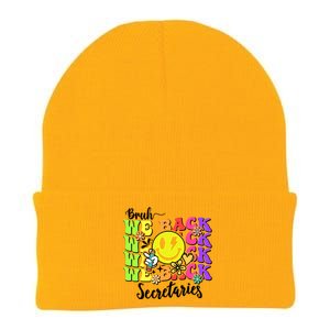 Retro Bruh We Back Secretary School Secretary Back To School Knit Cap Winter Beanie