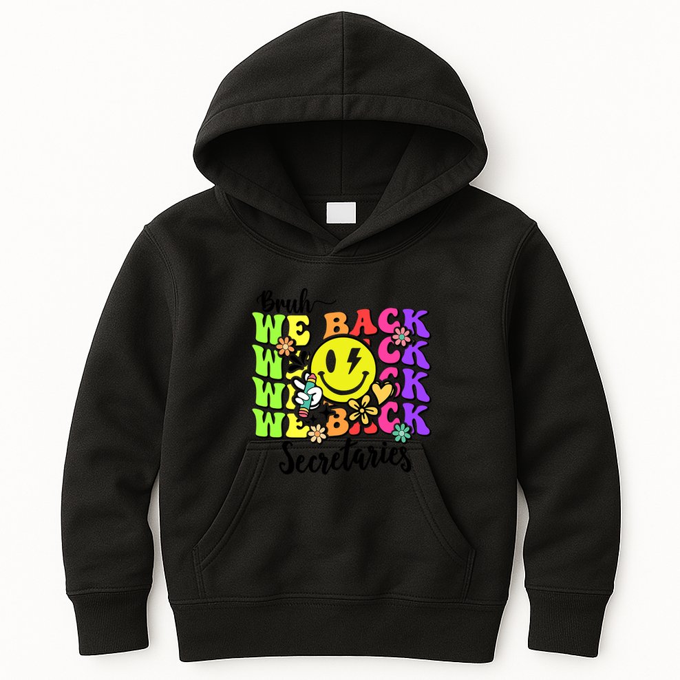 Retro Bruh We Back Secretary School Secretary Back To School Kids Hoodie