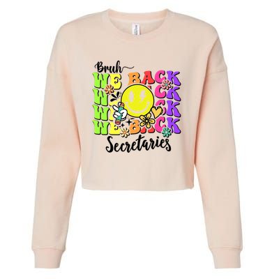 Retro Bruh We Back Secretary School Secretary Back To School Cropped Pullover Crew