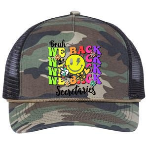 Retro Bruh We Back Secretary School Secretary Back To School Retro Rope Trucker Hat Cap