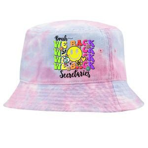 Retro Bruh We Back Secretary School Secretary Back To School Tie-Dyed Bucket Hat