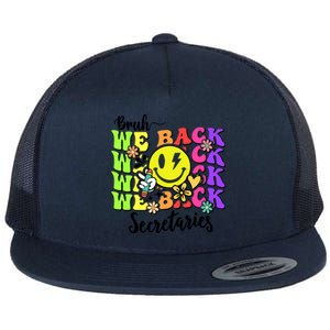 Retro Bruh We Back Secretary School Secretary Back To School Flat Bill Trucker Hat