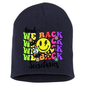 Retro Bruh We Back Secretary School Secretary Back To School Short Acrylic Beanie