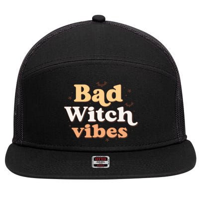 Retro Bad Witch Vibes Halloween Costume Funny Spooky Season 7 Panel Mesh Trucker Snapback Hat