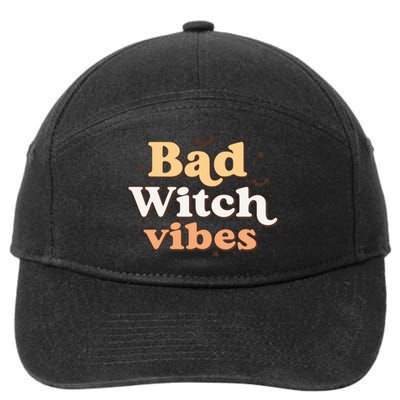 Retro Bad Witch Vibes Halloween Costume Funny Spooky Season 7-Panel Snapback Hat