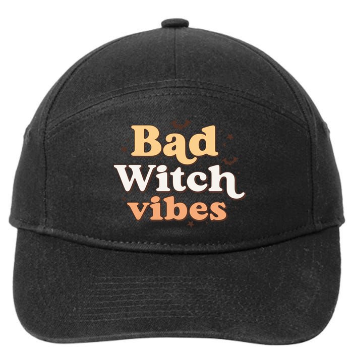 Retro Bad Witch Vibes Halloween Costume Funny Spooky Season 7-Panel Snapback Hat