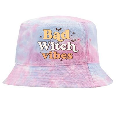 Retro Bad Witch Vibes Halloween Costume Funny Spooky Season Tie-Dyed Bucket Hat