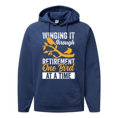 Retiret Bird Watching Birder Birding Gift Performance Fleece Hoodie