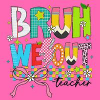 Retro Bruh We Out Teachers Happy Last Day Of School Funny Stripe Pom Pom Beanie