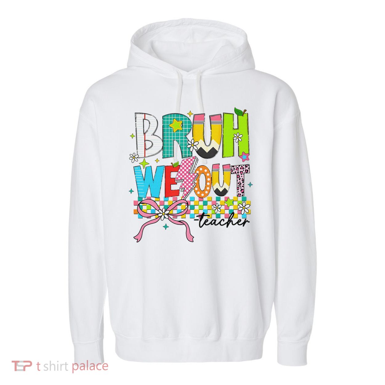 Retro Bruh We Out Teachers Happy Last Day Of School Funny Garment-Dyed Fleece Hoodie