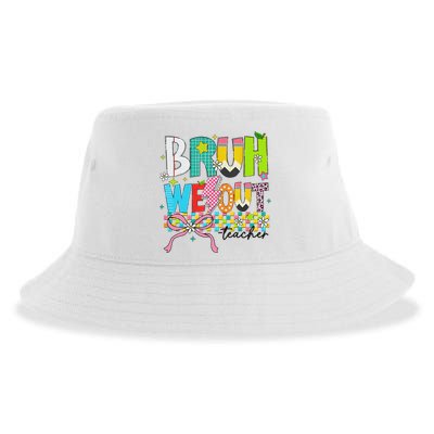 Retro Bruh We Out Teachers Happy Last Day Of School Funny Sustainable Bucket Hat