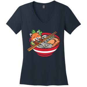 Red Bowl With Pho Noodles Graphic Plus Size Premium Shirts For Male Female Unise Women's V-Neck T-Shirt