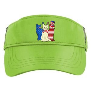 Red Blue White Cat American Flag Patriotic Tee Plus Size Adult Drive Performance Visor