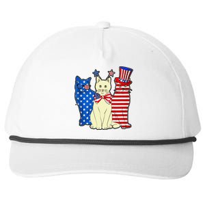 Red Blue White Cat American Flag Patriotic Tee Plus Size Snapback Five-Panel Rope Hat