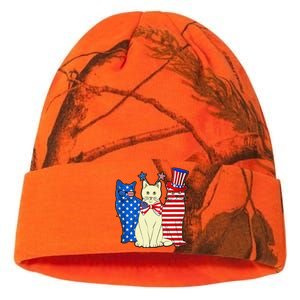 Red Blue White Cat American Flag Patriotic Tee Plus Size Kati Licensed 12" Camo Beanie