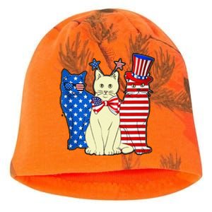 Red Blue White Cat American Flag Patriotic Tee Plus Size Kati - Camo Knit Beanie