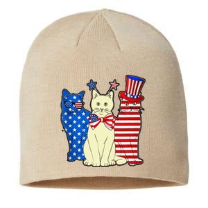 Red Blue White Cat American Flag Patriotic Tee Plus Size Sustainable Beanie