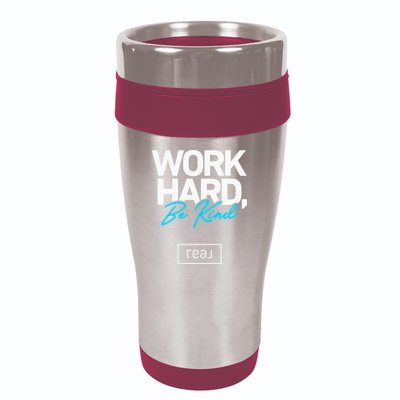 Real Broker Work Hard Be Kind Core Value 16oz Travel Tumbler