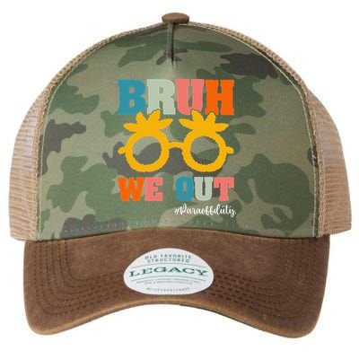 Retro Bruh We Out Para Off Duty Last Day Of School Legacy Tie Dye Trucker Hat