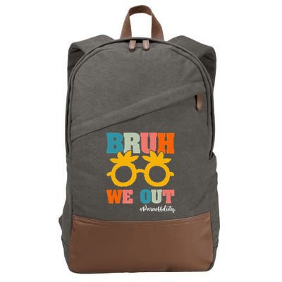 Retro Bruh We Out Para Off Duty Last Day Of School Cotton Canvas Backpack